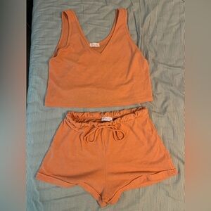 Pink Lily coral shorts and tank set size medium